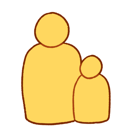 A simple emoji yellow figure, with a smaller emoji yellow figure on the right side of them.